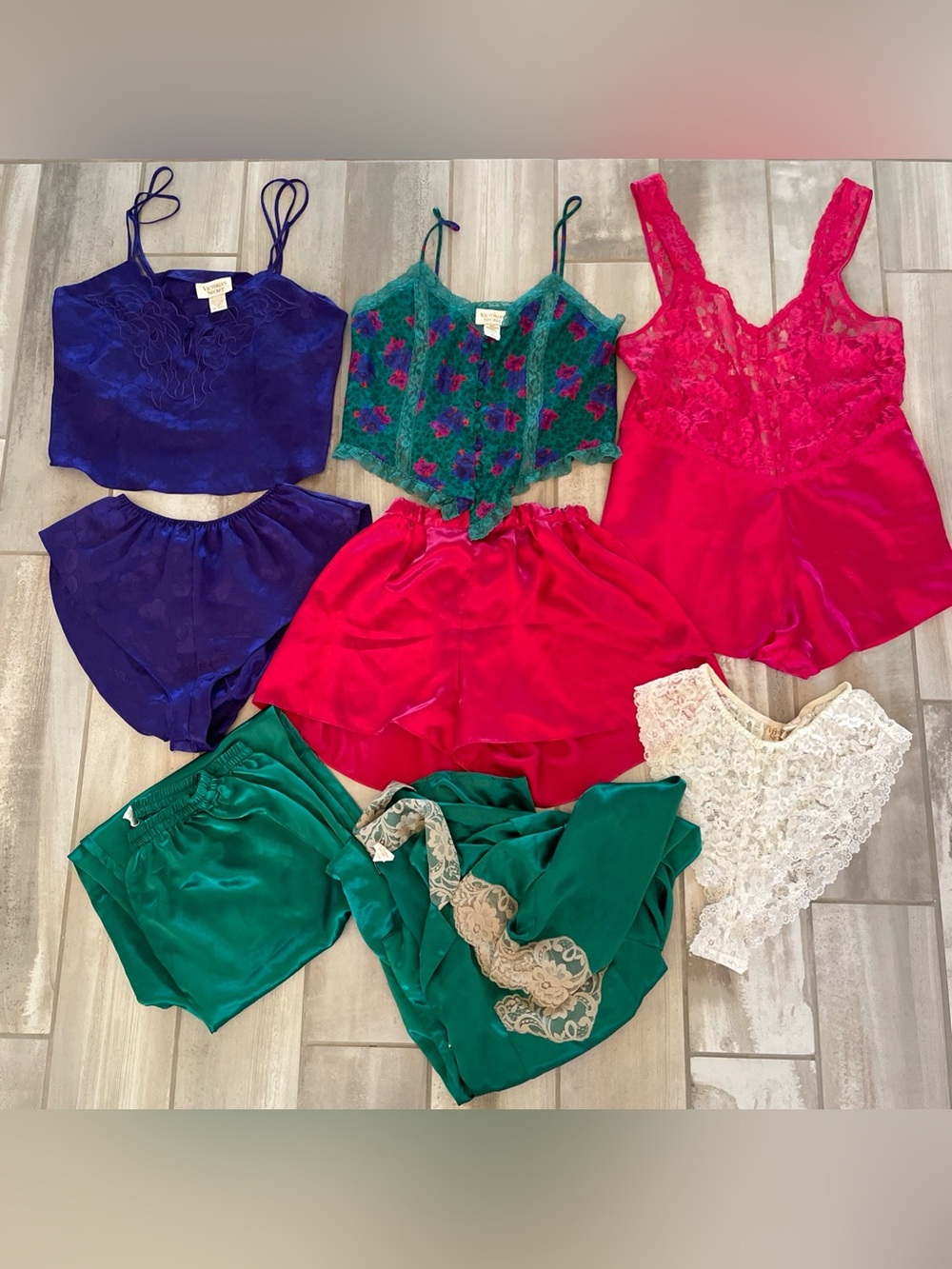 8 Piece Lot Vintage Victoria’s Secret Gold Label Small Lingerie Satin Lace Sleep